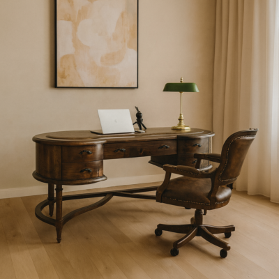 Rustik Oval Çalışma Masası